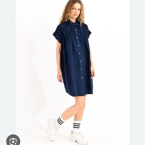 Elegant Navy Blue Ruffled Mini Dress